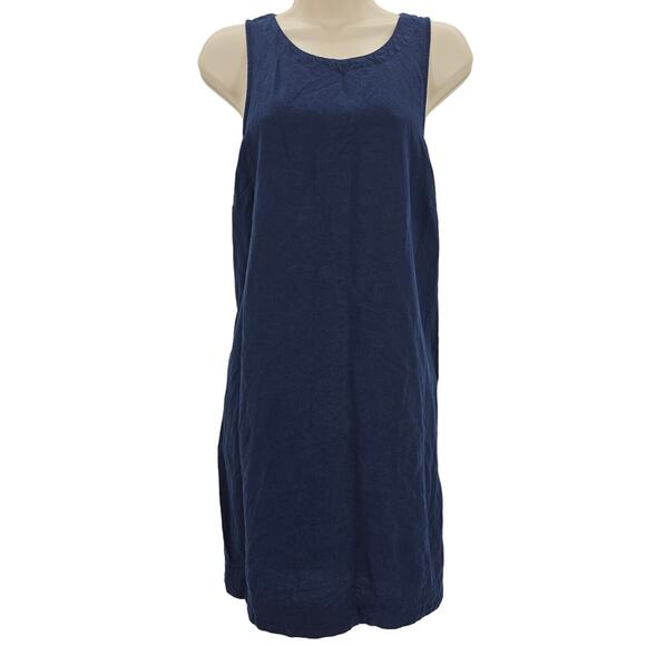 Madewell Dresses & Skirts - Madewell Womans size L Witherspoon Jumper Tank Mini Dress Navy Linen Blend NEW